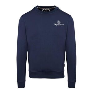Aquascutum Mens Cotton Blend Ribbed Collar Regular Sweatshirt / Navy